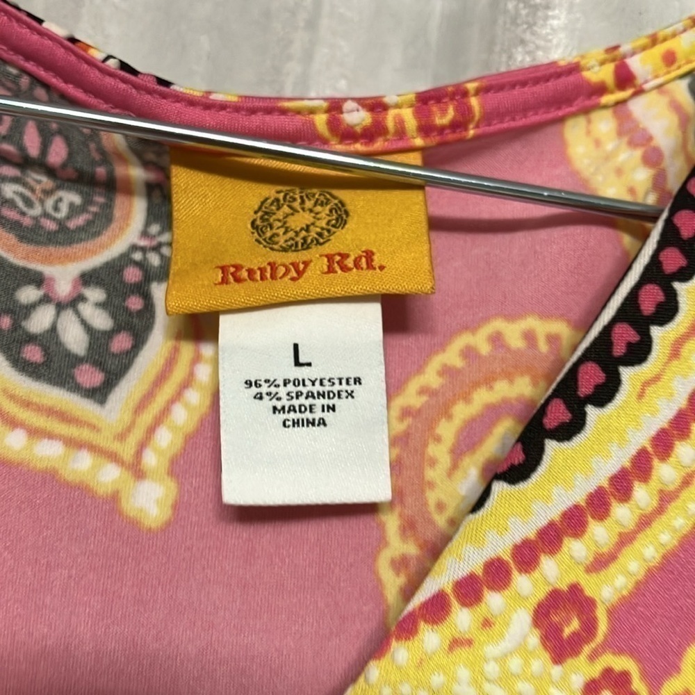 Ruby Rd Slinky High Low Midi Maxi Dress Sleeveless V Neck Size Lrg Textured Pink - Picture 2 of 5